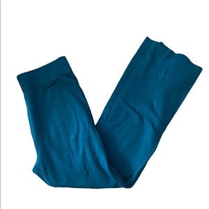Fabletics Sleek Knit Teal Wide Leg Pull On Pants